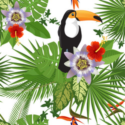 Tropical Toucan Seamless Pattern Vector Image