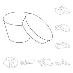different boxes outline icons in set collection vector image