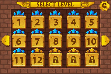 egyptian style level select screen game ui set vector image