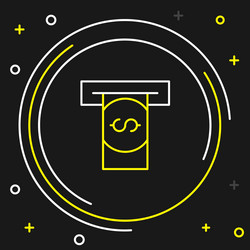 line atm - automated teller machine and money vector image
