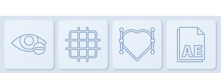 set line red eye effect heart with bezier curve vector image