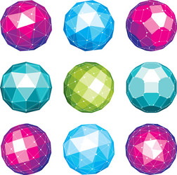 Set of dimensional wireframe low poly objects vector