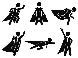 super businessman stick figure pictograph vector