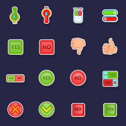 Yes no icons set sticker vector