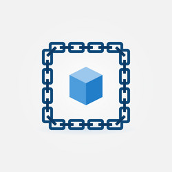 chain with blue cube icon - blockchain vector image