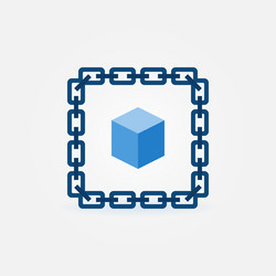 chain with blue cube icon - blockchain vector