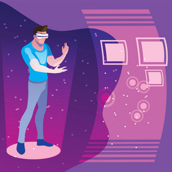design man using technology augmented vector image