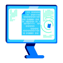 encrypted document on computer monitor semi flat vector