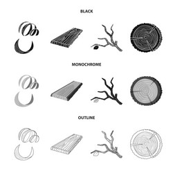 isolated object tree and raw symbol set vector image