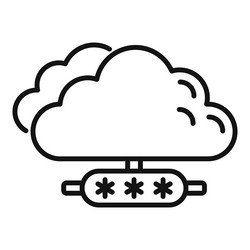 Secure cloud data icon outline code lock vector