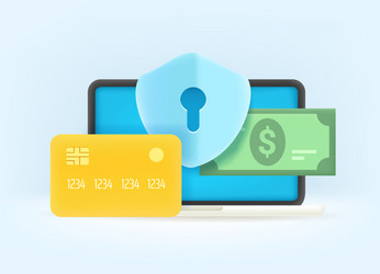 Secure payment via internet 3d style vector