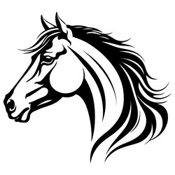 horse head side silhouette with expressive lines Vector Image