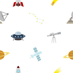 seamless pattern with astronomy and space icons vector image