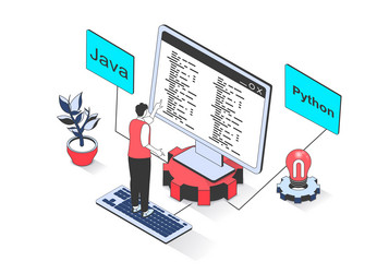 3D Isometric Programming Concept vector image