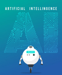 artificial intelligence and smart robot on blue vector