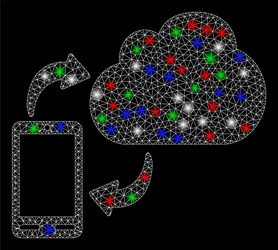 bright mesh network sync phone-cloud with flash vector image