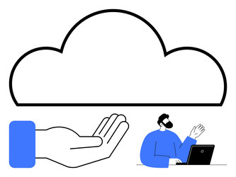 cloud computing concept with hand gesture support vector image