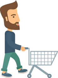 man with empty cart vector image