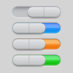 On and off toggle switch buttons colored set vector