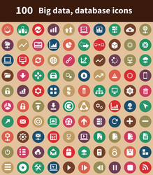 Big Data Database Icons Set vector image