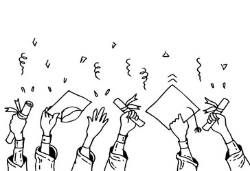 doodle hands up clapping applause vector image