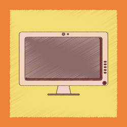 flat shading style icon computer monitor vector