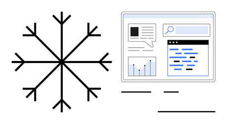 snowflake and digital dashboard representing data vector image