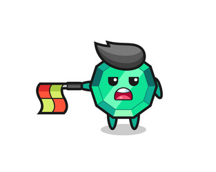 emerald gemstone character as line judge hold vector image