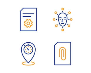 face biometrics file settings and timer icons set vector image