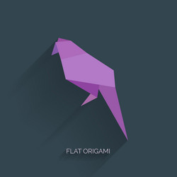 Flatr origami paper bird on abstract background vector