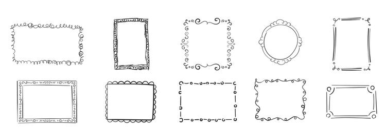 frames borders sketched doodle in hand drawn style Vector Image