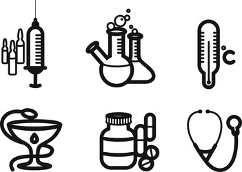 icon set in black for medicine and pharmacy vector