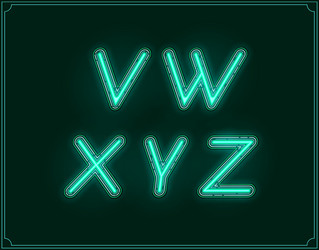 Neon italic font type alphabet glowing vector