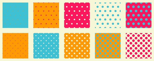 set polka dots seamless pattern simple background vector image