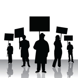 Silhouetted People Holding Signs Vector Image
