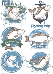 Carp Fishing Icons Set Vector Image