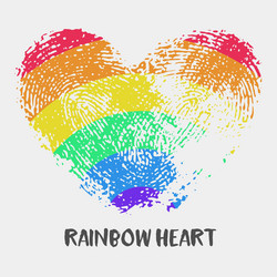 conceptual logo with fingerprint rainbow heart vector