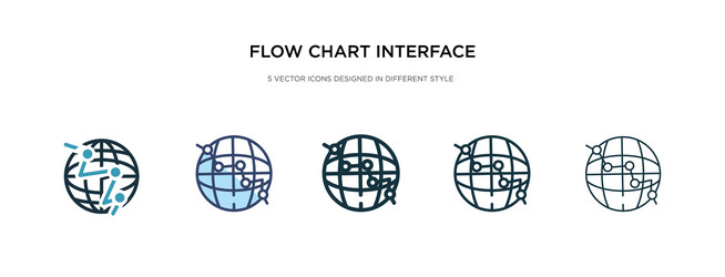 Flow chart interface icon in different style two vector