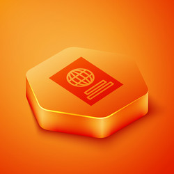 isometric passport with biometric data icon vector image