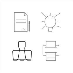 office simple linear icon setsimple outline icons vector image