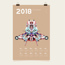 2018 calendar design template 3d realistic robot vector image
