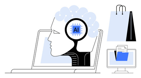 artificial intelligence integration in e-commerce vector image