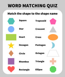 Basic shapes matching quiz learning 2d vector