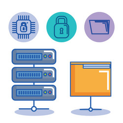 Data center server folder file protection digital vector