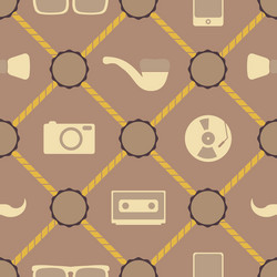 seamless background with different hipster objects vector image