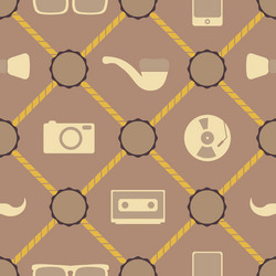 seamless background with different hipster objects vector