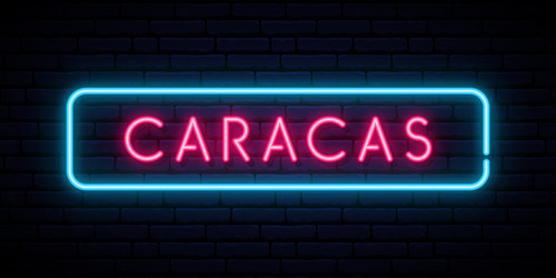 caracas neon sign bright light signboard banner vector