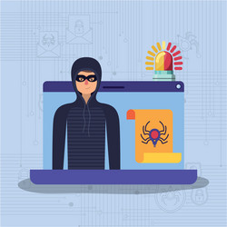 cyber security with laptop and hacker vector image