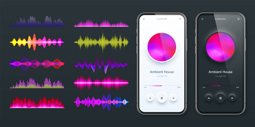 online audio player user interface smartphone app vector