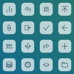 interface icons line style set with second meter vector image